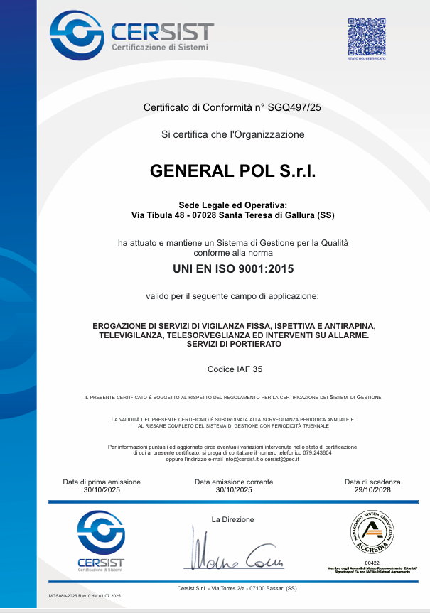 Certificato CERSIST - General Pol S.r.l.